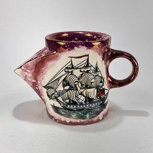 Antique Sunderland Lustre Ware Shaving Mug Ship Mary Peace Plenty Britain
